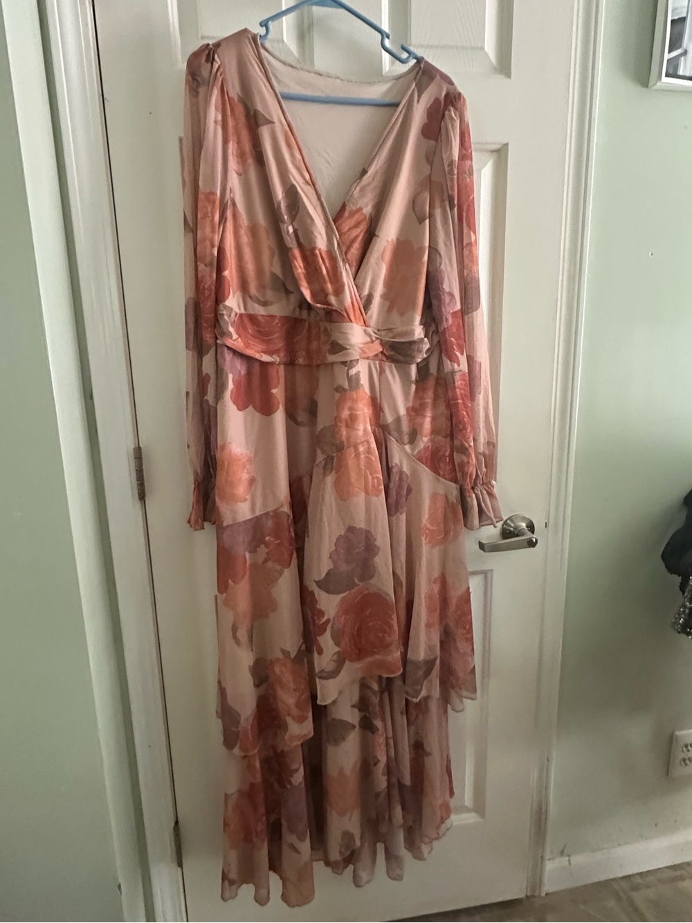 Floral Wrap Maxi Dress in Blush Peach/terracotta
